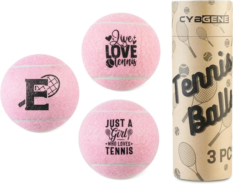 CybGene Tennis Gifts, Personalized Tennis Ball, Set of 3 Unique Tennis Balls with Gift Package, Perfect for Tennis Teammate, Partners - PNK - Image 1